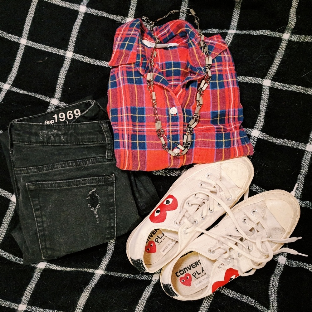 Black distressed Gap jeans